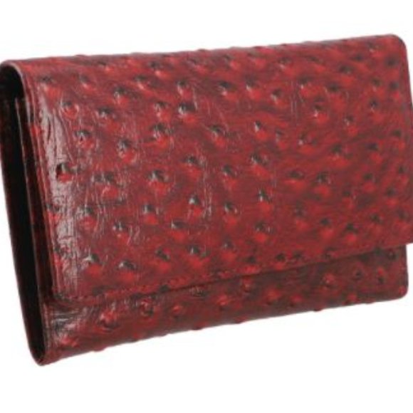 Leather Ostrich Wallet - Burgundy - Picture 1 of 3